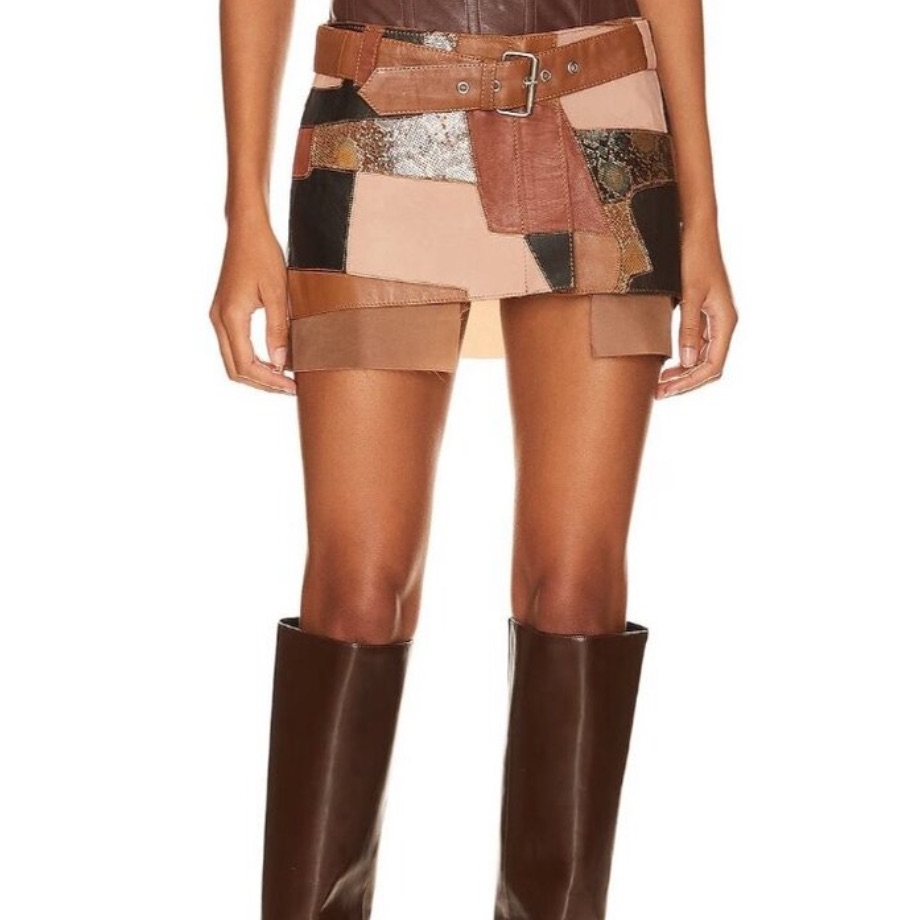 Understated Leather Vixen Patchwork Mini Skirt